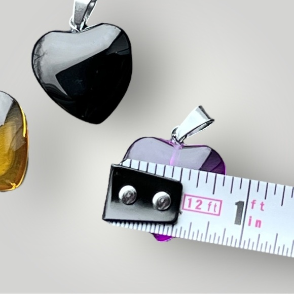 Lot/3 Vibrant Heart Pendants w/Black Necklace Set - Picture 6 of 12